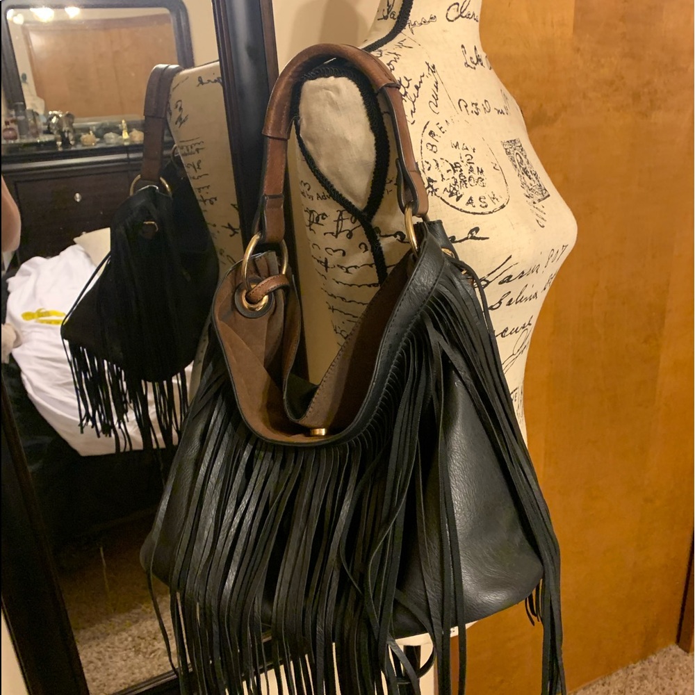 Black leather bag